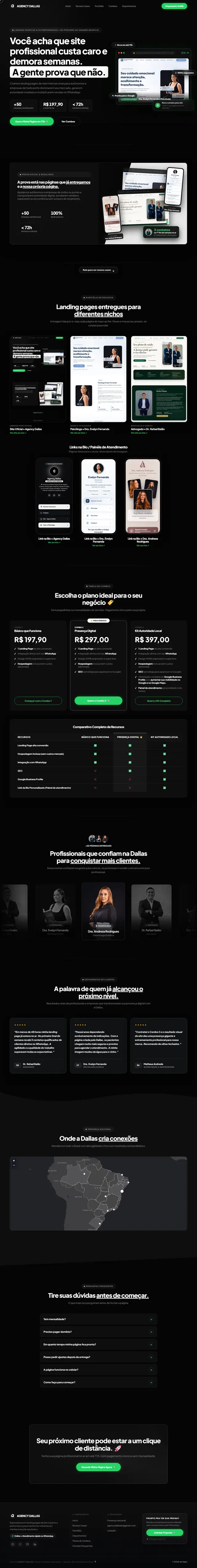 Página completa do site oficial da Agency Dallas